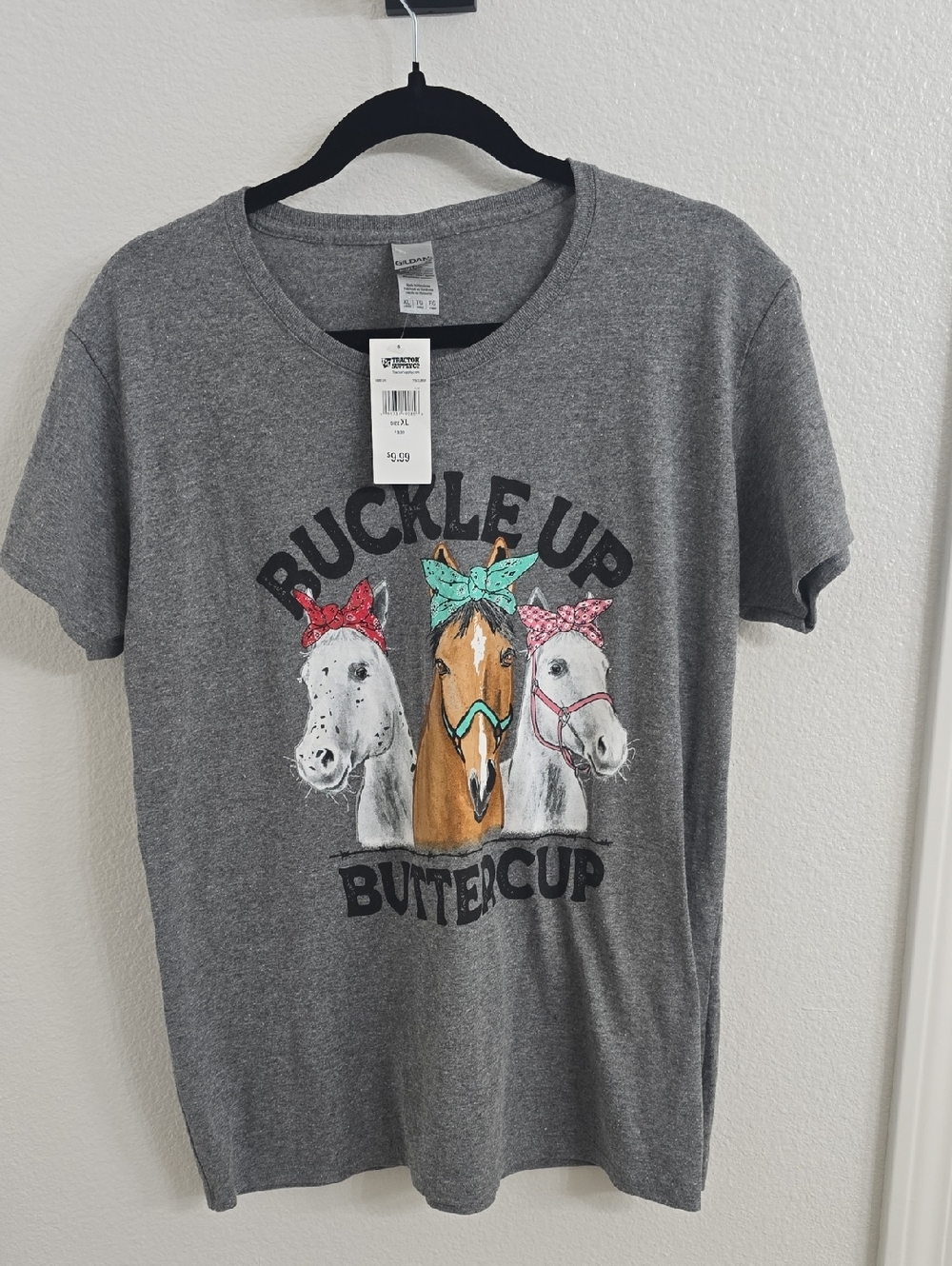 Buckle Up Buttercup Grey Graphic Tee